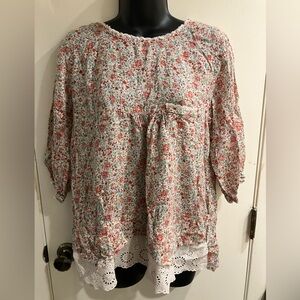 Vintage Hera Floral Lace Woman’s Top Blouse Boho 70’s